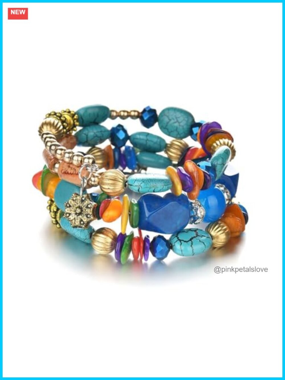 Multilayer Irregular Agate Beads Charm Bracelet Vintage Jade Stone Yoga Bangle